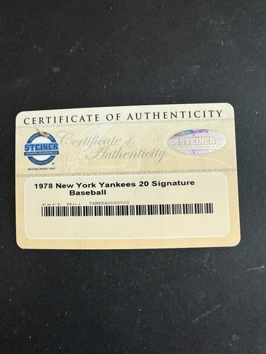 1978 Yankees Team Signed World Series Baseball Reggie Jackson Goose Steiner Coa