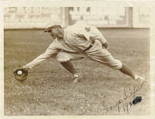 George Sisler Signed st Louis Browns original type 1 wire photo Hof auto JSA coa