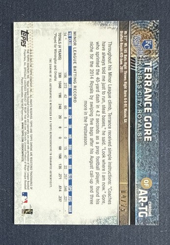 2015 Topps Chrome #AR-TG Terrance Gore Auto Rookie Orange REFRACTOR #4/25 Mint
