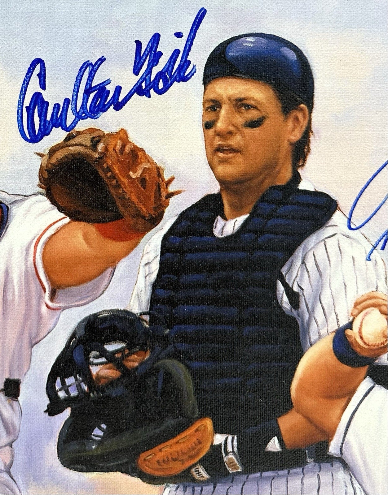 HOF Catchers Signed Doo S Oh Framed Canvas Photo Piazza Carter Bench 6 Auto BAS