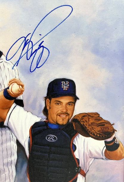 HOF Catchers Signed Doo S Oh Framed Canvas Photo Piazza Carter Bench 6 Auto BAS