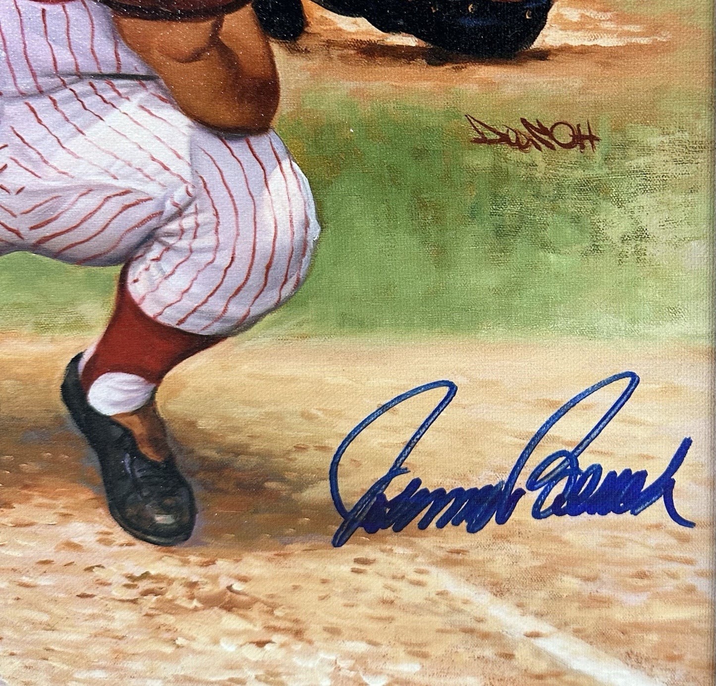 HOF Catchers Signed Doo S Oh Framed Canvas Photo Piazza Carter Bench 6 Auto BAS