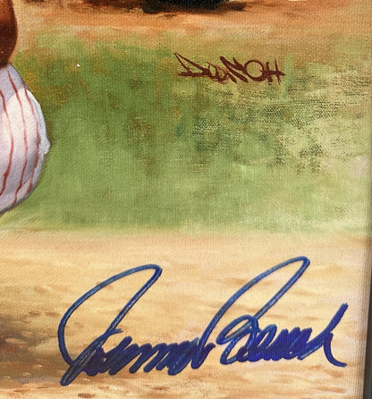 HOF Catchers Signed Doo S Oh Framed Canvas Photo Piazza Carter Bench 6 Auto BAS