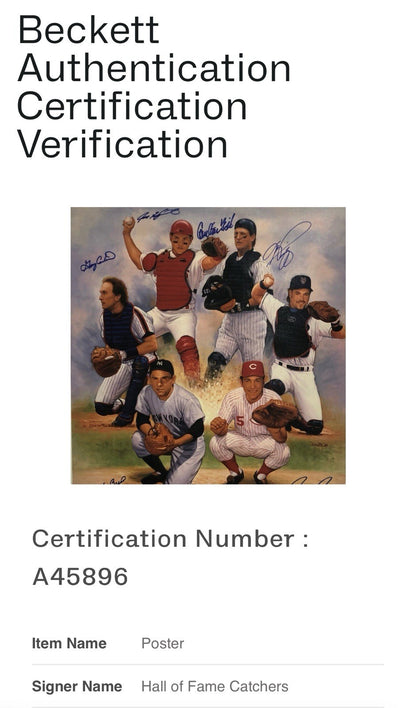 HOF Catchers Signed Doo S Oh Framed Canvas Photo Piazza Carter Bench 6 Auto BAS