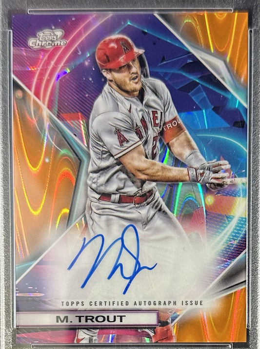 2022 Topps Cosmic Chrome Mike Trout PSA 10 Orange Galactic Refractor Auto /25