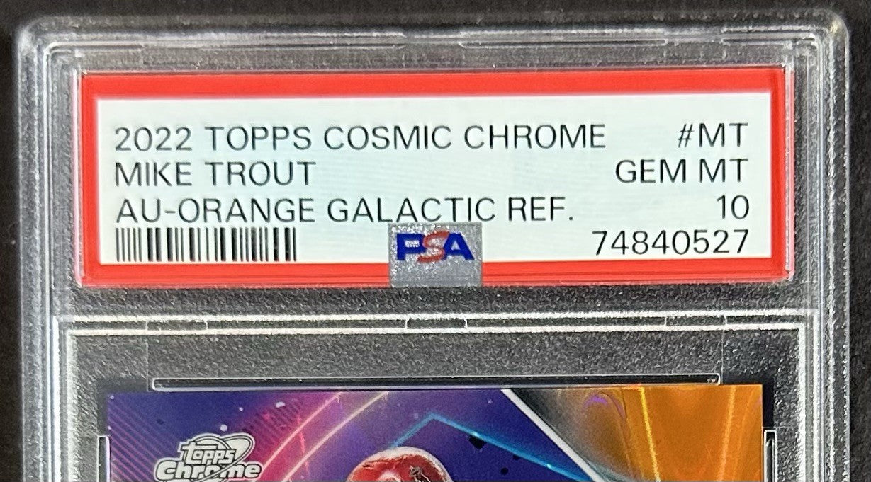 2022 Topps Cosmic Chrome Mike Trout PSA 10 Orange Galactic Refractor Auto /25