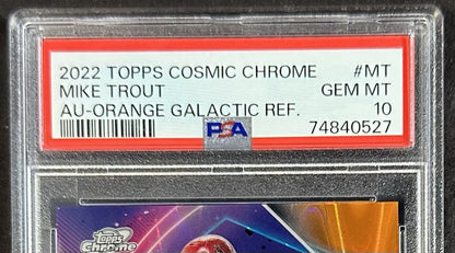 2022 Topps Cosmic Chrome Mike Trout PSA 10 Orange Galactic Refractor Auto /25