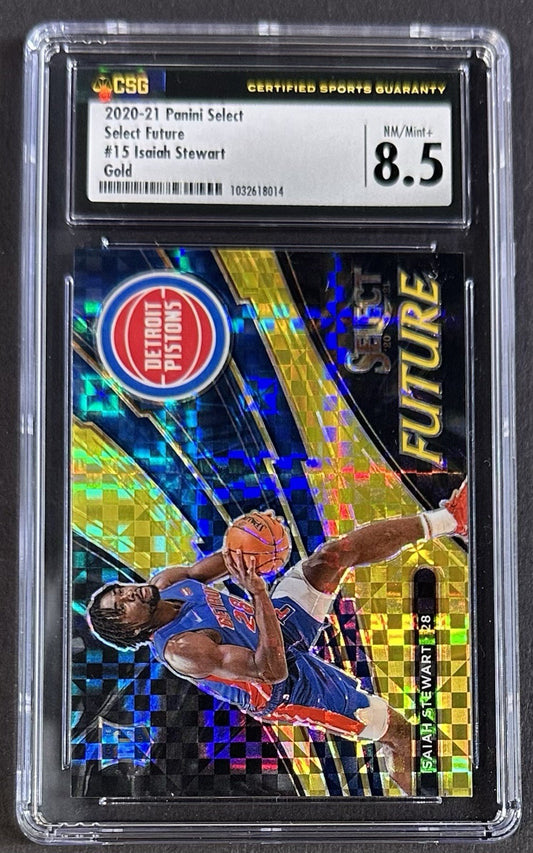 2020-21 Panini Select Future Isaiah Stewart RC Gold 10/10 CSG 8.5 Pistons Rookie