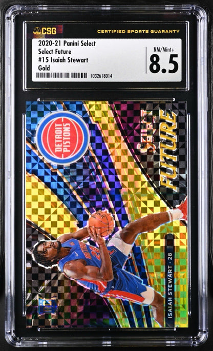2020-21 Panini Select Future Isaiah Stewart RC Gold 10/10 CSG 8.5 Pistons Rookie