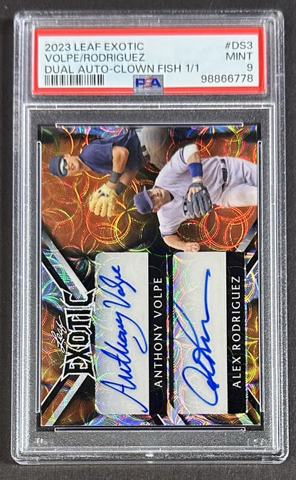 2023 Leaf Exotic Anthony Volpe Alex Rodriguez Auto Clown Fish 1/1 PSA 9 Rookie