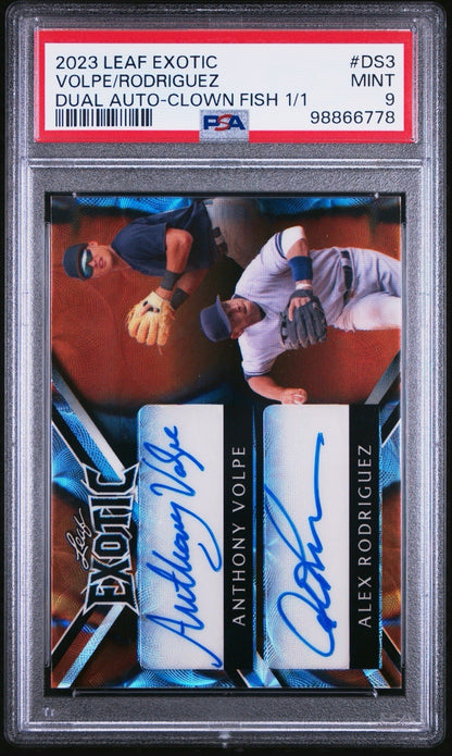2023 Leaf Exotic Anthony Volpe Alex Rodriguez Auto Clown Fish 1/1 PSA 9 Rookie