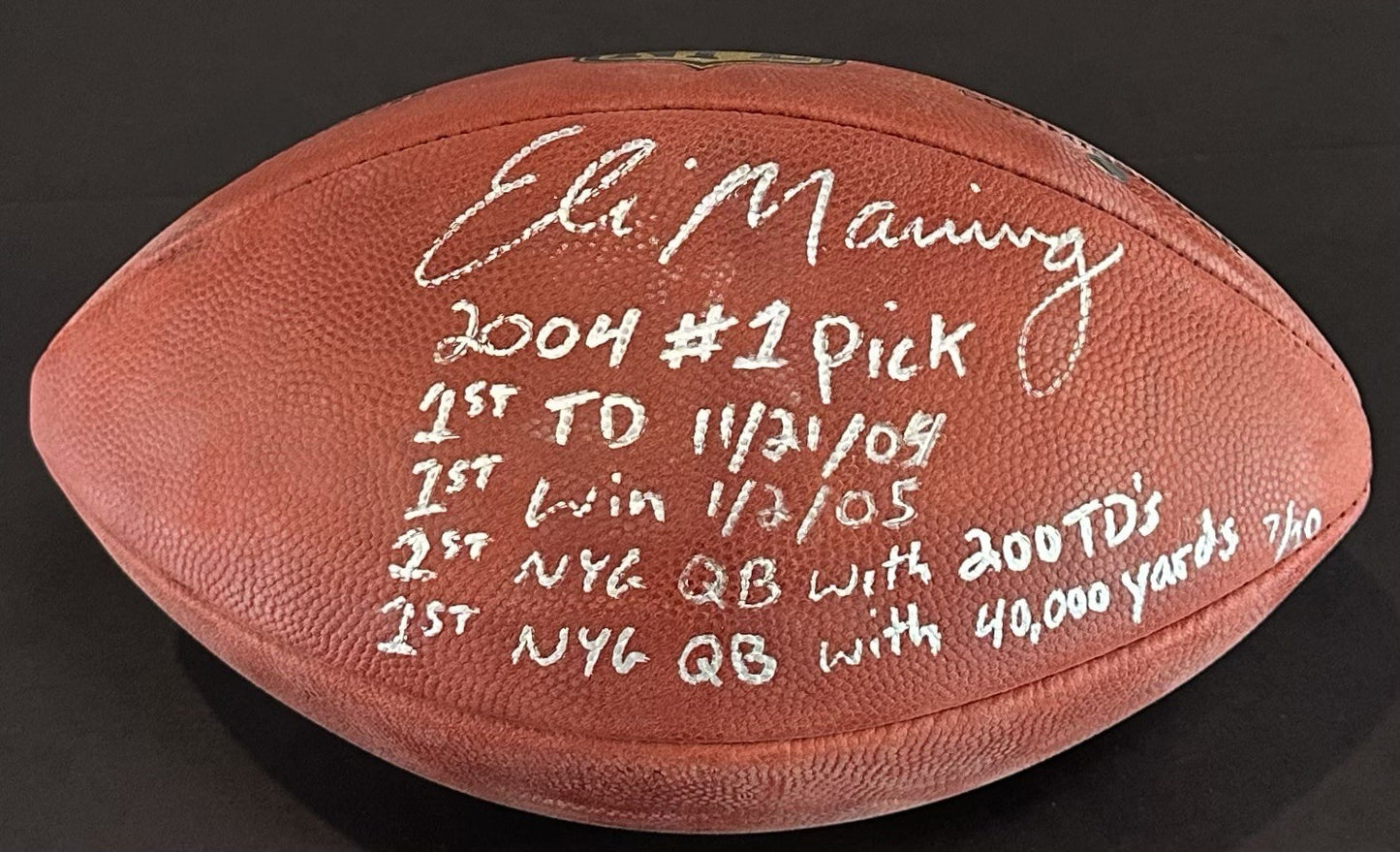 Eli Manning Signed Wilson NFL Duke Football /10 5 Stat Auto Giants Steiner COA