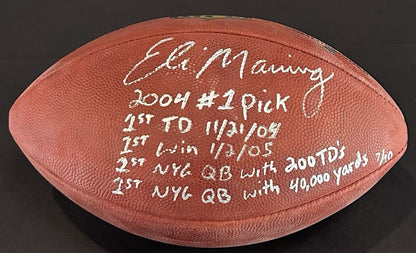 Eli Manning Signed Wilson NFL Duke Football /10 5 Stat Auto Giants Steiner COA