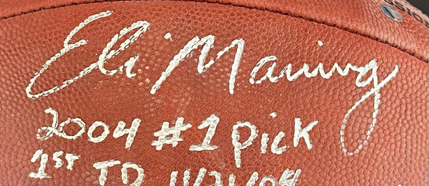 Eli Manning Signed Wilson NFL Duke Football /10 5 Stat Auto Giants Steiner COA