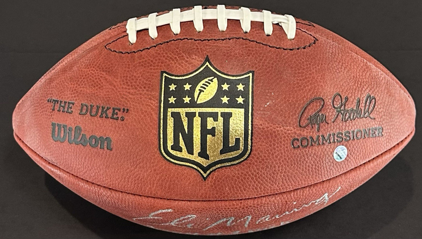 Eli Manning Signed Wilson NFL Duke Football /10 5 Stat Auto Giants Steiner COA