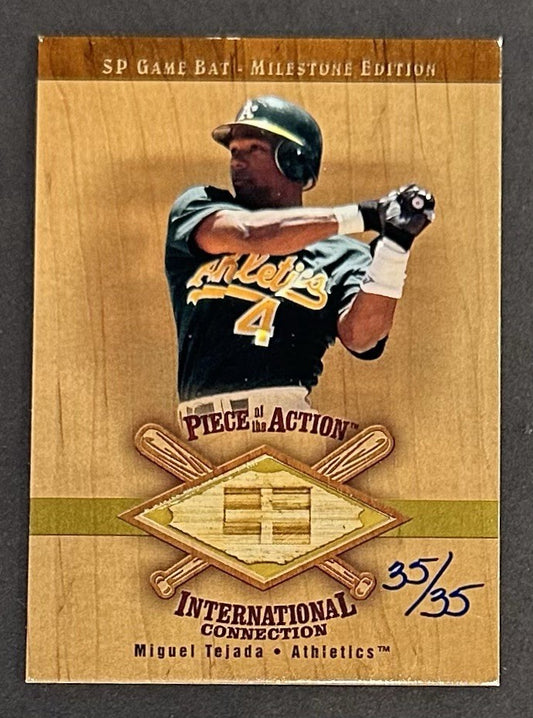 Miguel Tejada 2001 Sp Game Bat Card Gold 35/35 1/1 Piece Of Action Rare