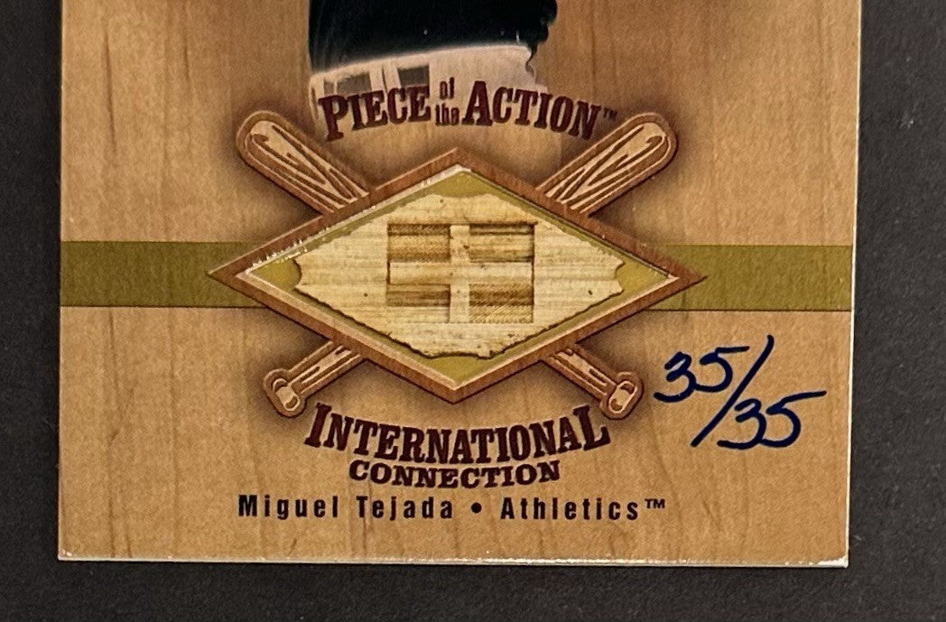 Miguel Tejada 2001 Sp Game Bat Card Gold 35/35 1/1 Piece Of Action Rare