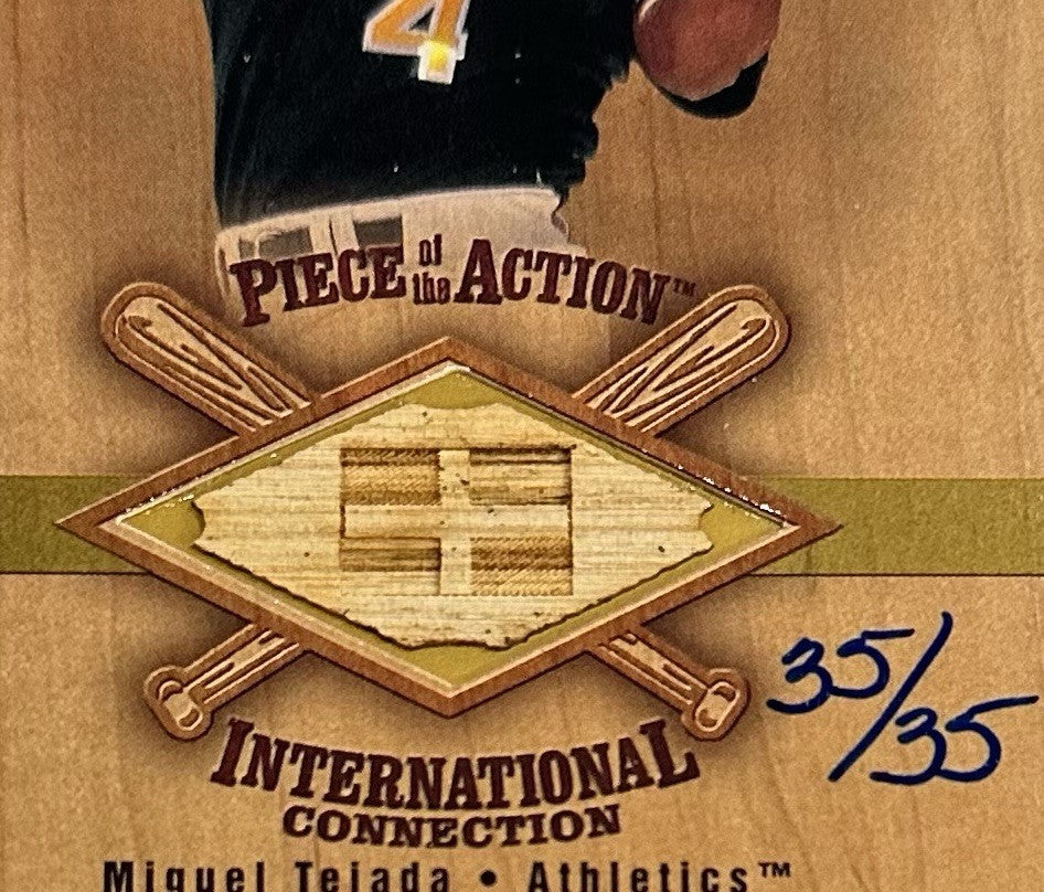 Miguel Tejada 2001 Sp Game Bat Card Gold 35/35 1/1 Piece Of Action Rare