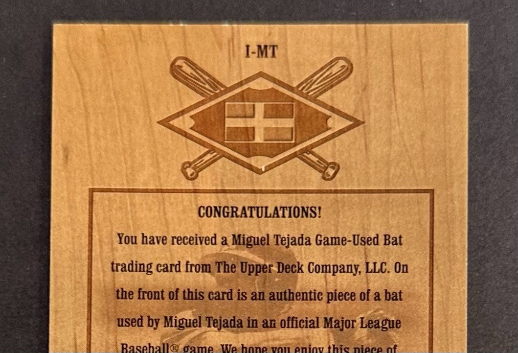 Miguel Tejada 2001 Sp Game Bat Card Gold 35/35 1/1 Piece Of Action Rare