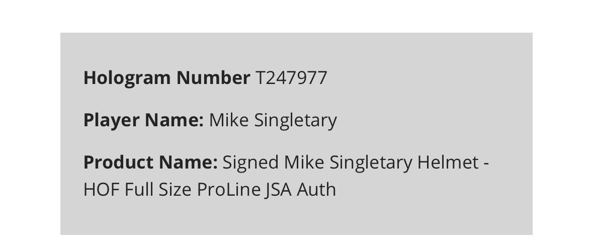 Mike Singletary Signed Pro Line Authentic FS Bears Helmet HOF 98 Auto JSA COA