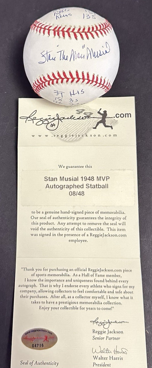 Stan Musial Signed Official NL Baseball MVP Stat Mint Auto /48 HOF rj.com COA
