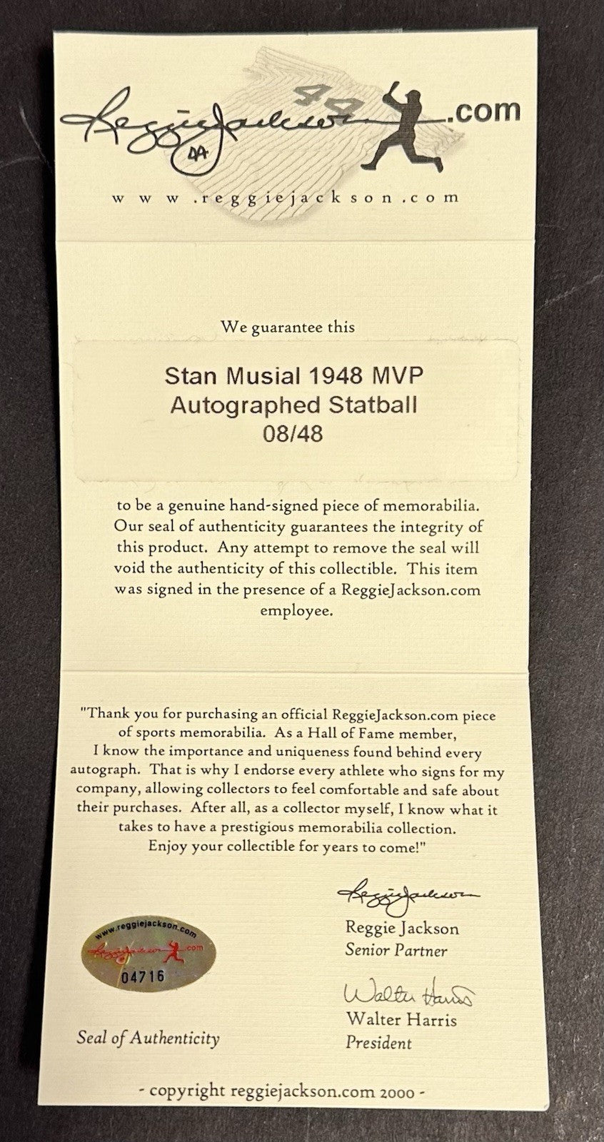 Stan Musial Signed Official NL Baseball MVP Stat Mint Auto /48 HOF rj.com COA