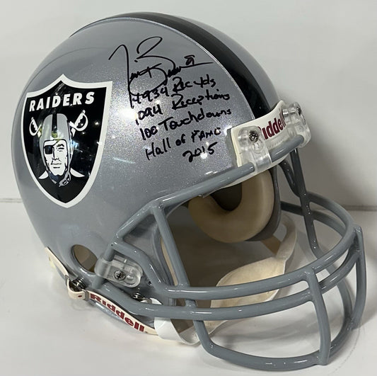 Tim Brown Signed Raiders Pro Line Authentic FS Helmet 4 Stat Auto Radtke COA HOF