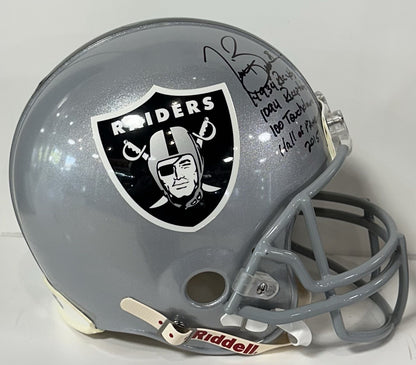 Tim Brown Signed Raiders Pro Line Authentic FS Helmet 4 Stat Auto Radtke COA HOF