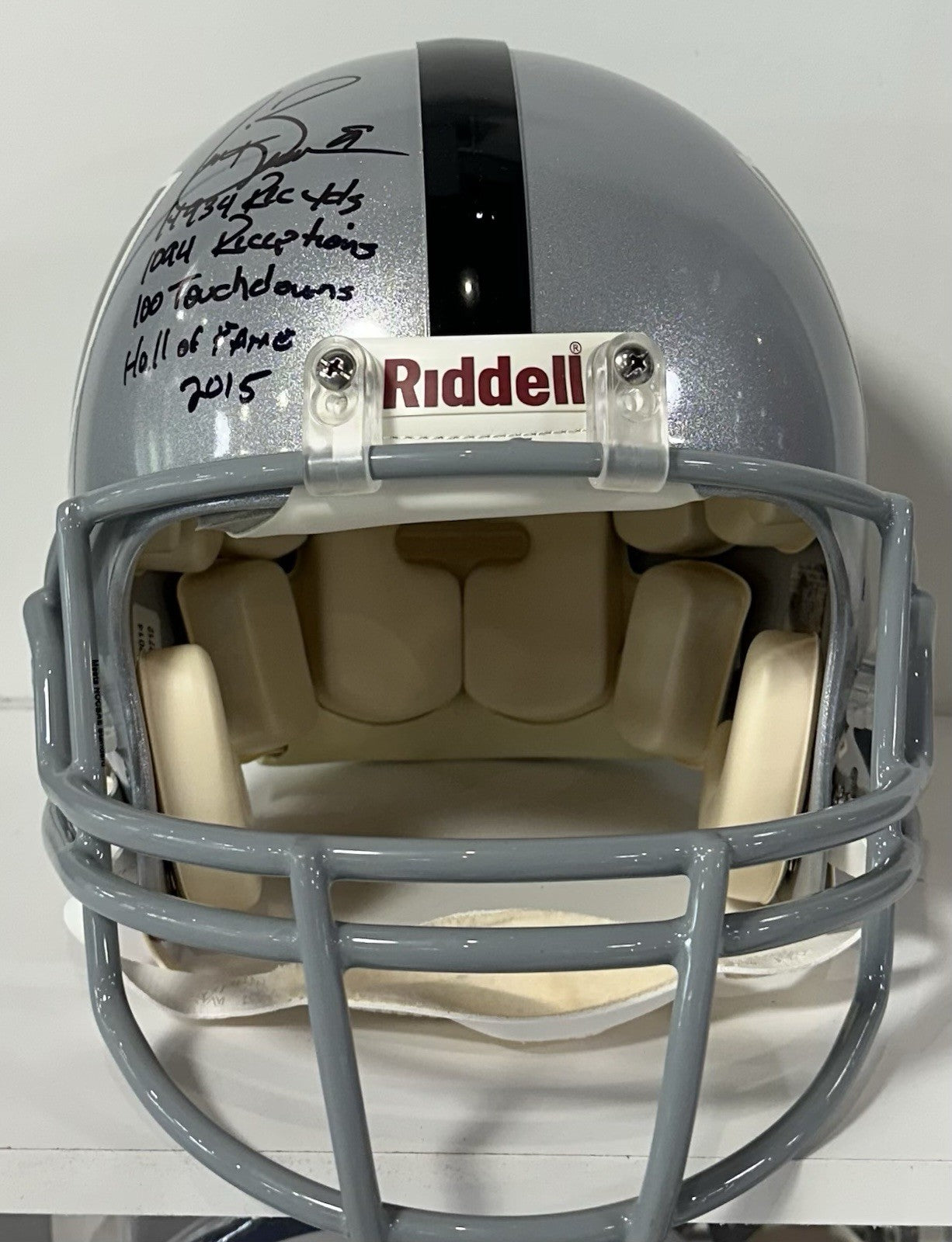 Tim Brown Signed Raiders Pro Line Authentic FS Helmet 4 Stat Auto Radtke COA HOF