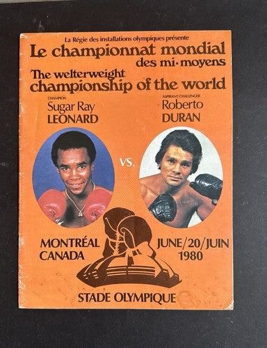 SUGAR RAY LEONARD ROBERTO DURAN OFFICIAL Canadien Fight Program Montreal 1980