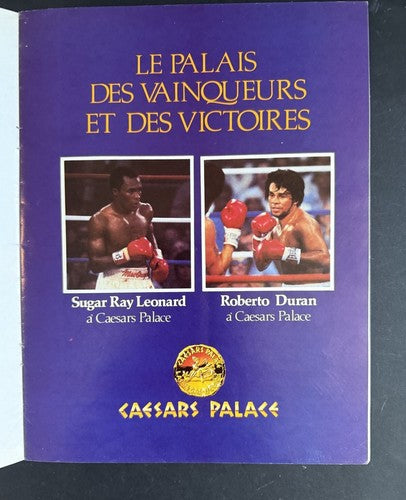 SUGAR RAY LEONARD ROBERTO DURAN OFFICIAL Canadien Fight Program Montreal 1980