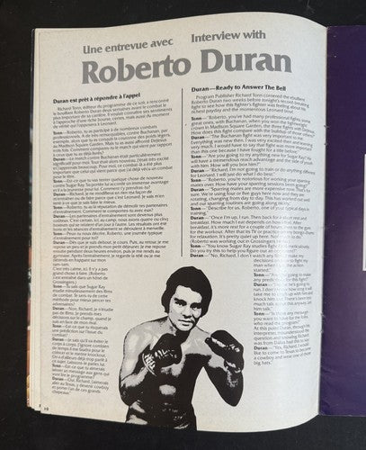 SUGAR RAY LEONARD ROBERTO DURAN OFFICIAL Canadien Fight Program Montreal 1980