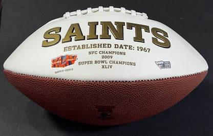 Drew Brees Signed Saints White Panel NFL Football SB XLVI #9 Autograph Fanatics