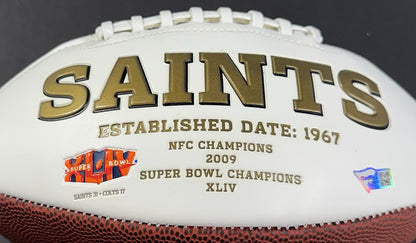 Drew Brees Signed Saints White Panel NFL Football SB XLVI #9 Autograph Fanatics