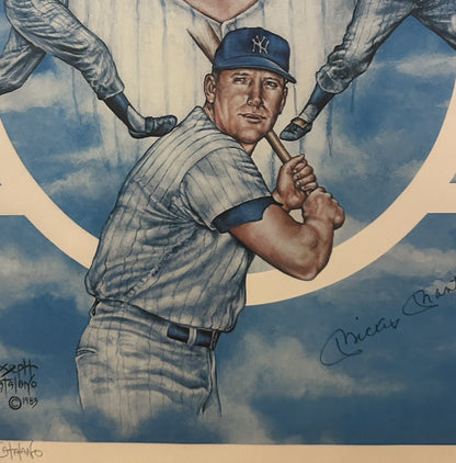 Mickey Mantle Signed 22x28 Framed Catalono Litho Photo Yankees LE Auto COA HOF