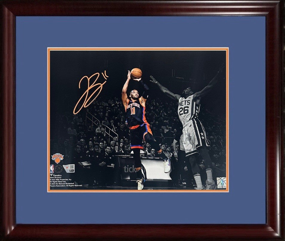 Jalen Brunson Signed 11x14 Spotlight Photo Framed NY Knicks Mint Auto Fanatics