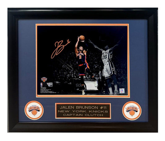 Jalen Brunson Signed 11x14 Framed Spotlight Photo NY Knicks Mint Auto Fanatics