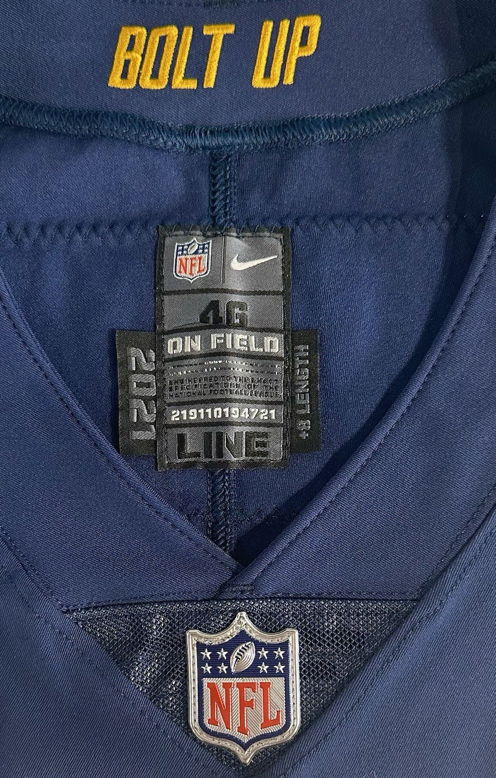Linval Joseph 2021 Game Used Nike On Field Alternate LA Chargers Jersey Patch