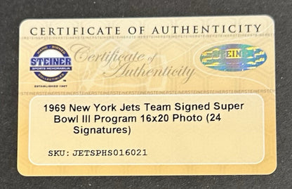 1969 Jets Team Signed 16x20 Framed SB Photo 24 Auto Namath Fanatics Steiner COA
