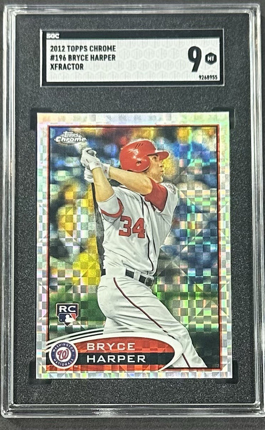 2012 Topps Chrome Bryce Harper Xfractor Rookie SGC 9 Mint RC Nationals Phillies