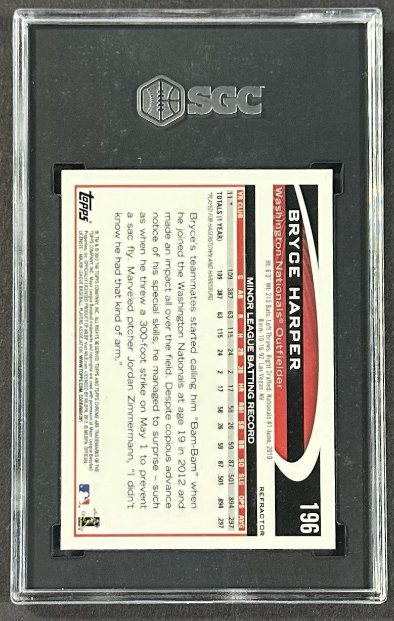 2012 Topps Chrome Bryce Harper Xfractor Rookie SGC 9 Mint RC Nationals Phillies