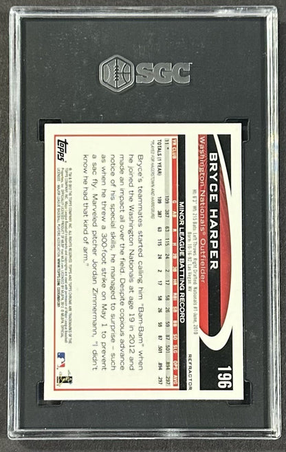 2012 Topps Chrome Bryce Harper Xfractor Rookie SGC 9 Mint RC Nationals Phillies
