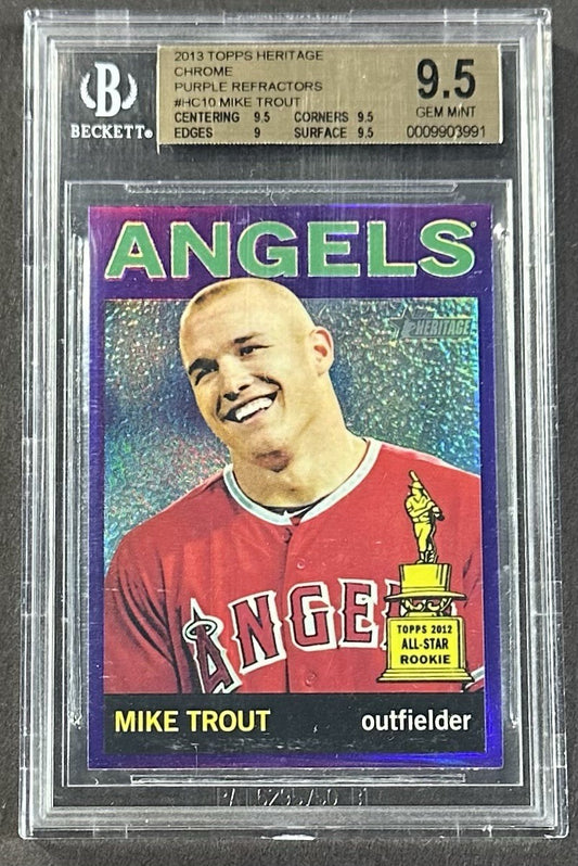 2013 Topps Heritage Chrome Mike Trout Purple Refractors BGS 9.5 Gem Mint Angels