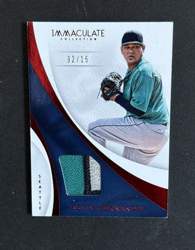 2017 Immaculate Felix Hernandez SP  3 Color Game Used # Patch Relic /15 Mariners