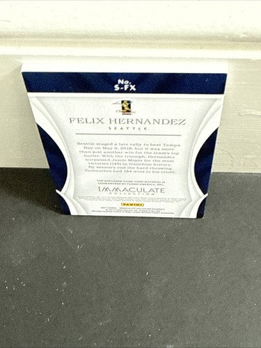 2017 Immaculate Felix Hernandez SP  3 Color Game Used # Patch Relic /15 Mariners