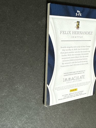 2017 Immaculate Felix Hernandez SP  3 Color Game Used # Patch Relic /15 Mariners