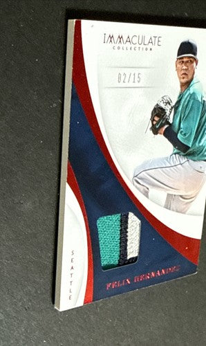 2017 Immaculate Felix Hernandez SP  3 Color Game Used # Patch Relic /15 Mariners