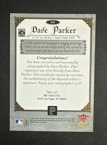 2006 Fleer Greats of the Game Dave Parker #24 VERY RARE SP MINT AUTO Pirates HOF