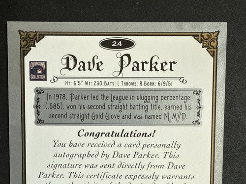 2006 Fleer Greats of the Game Dave Parker #24 VERY RARE SP MINT AUTO Pirates HOF
