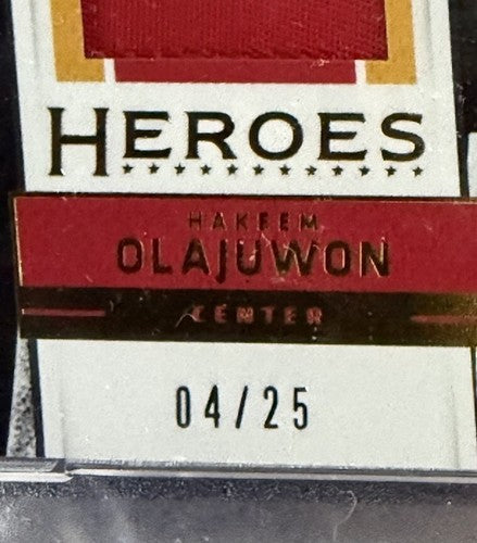2015-16 Panini Absolute Heroes Materials Prime /25 Hakeem Olajuwon Hof Psa Pop 1